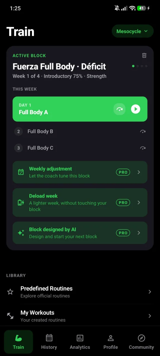 Atreus training hub with the active block
